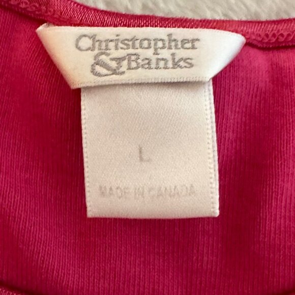 Christopher & Banks Two 100% Cotton Shells - Pink and Pale Green/Yellow Size L - Picture 9 of 9
